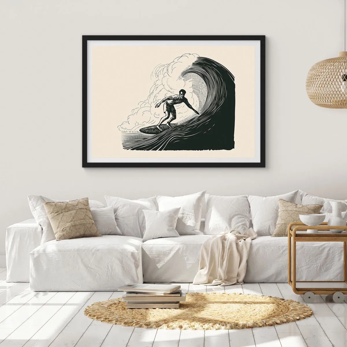 Poster în ramă neagră - Regele valului - 70x50 cm