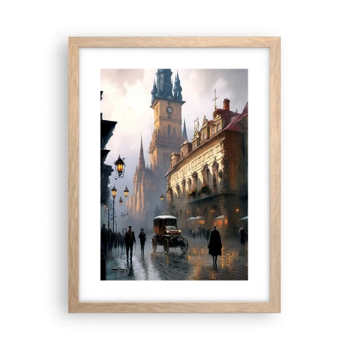 Poster în ramă de stejar deschis - Magia unei seri la Praga - 30x40 cm