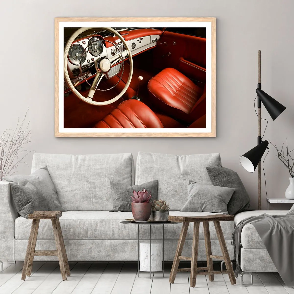 Poster în ramă de stejar deschis - Lux în stil vintage - 40x30 cm