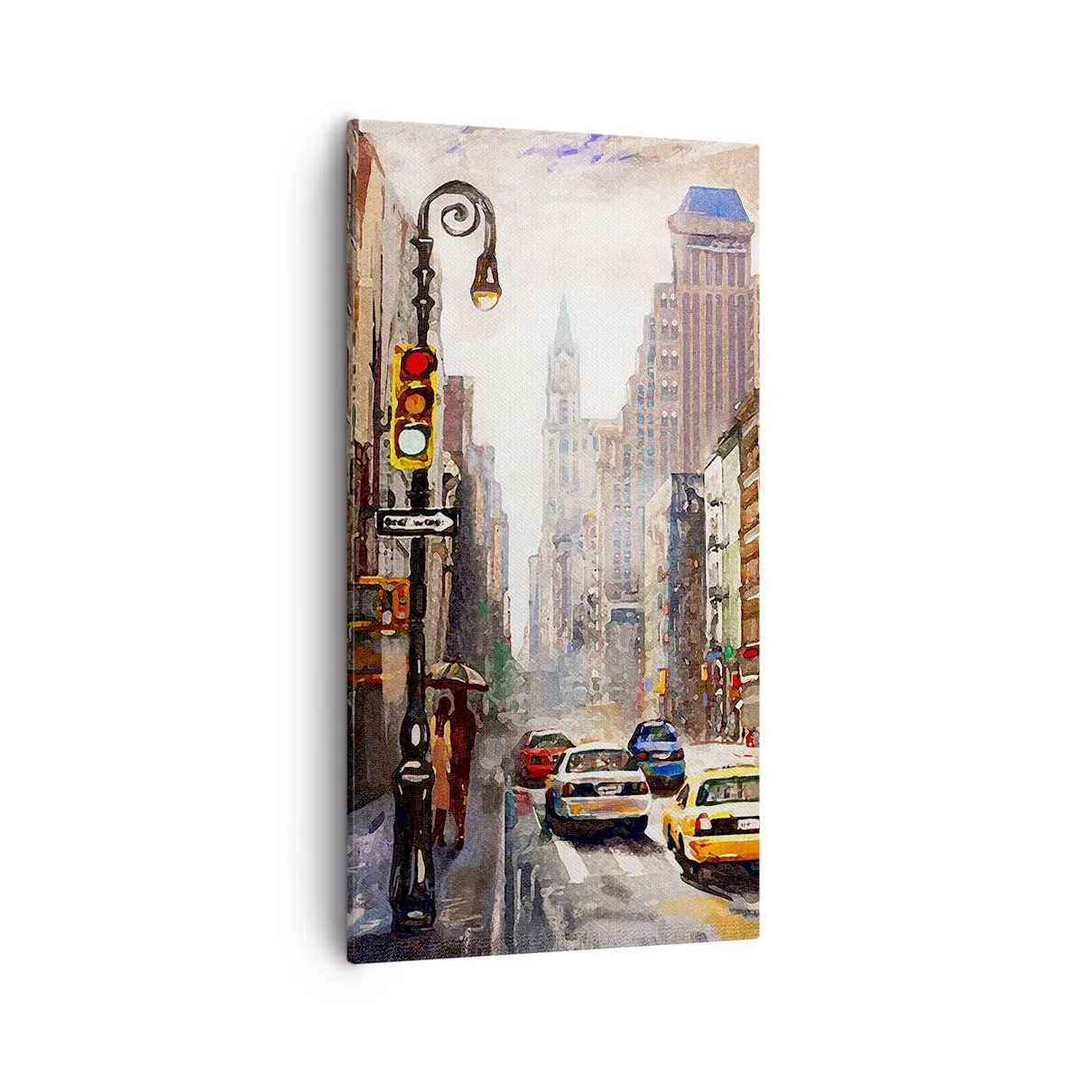 Tablou pe pânză - New York - plin de culoare și în ploaie - 55x100 cm