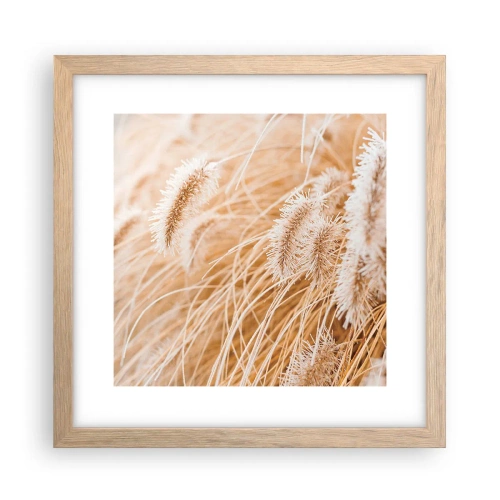 Poster în ramă de stejar deschis - Foșnetul auriu al ierburilor - 30x30 cm
