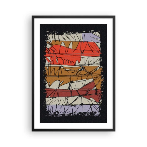 Poster în ramă neagră - O compoziție abstractă cu linii și culori dinamice. - 50x70cm - Compoziție spontană - Decorațiune modernă pentru perete pentru living și dormitor ARTTOR