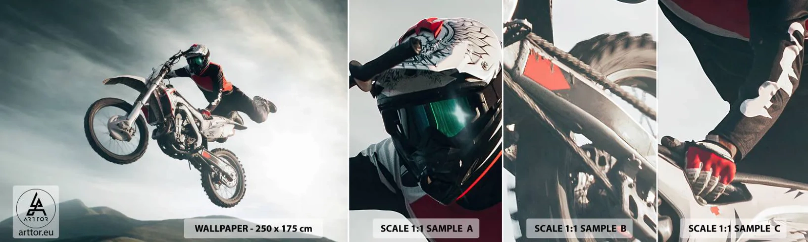 Mostră de Tapet Standard Eco - Nu există distracție fără risc - Motocross, Motocicletă, Motociclist - 100x30 cm
