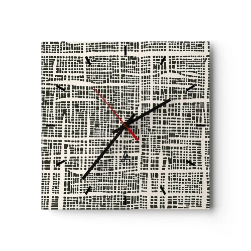 Ceas de perete - Ceas pe sticlă - O compoziție țesută - 40x40 cm