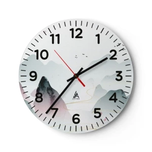 Ceas de perete - Ceas pe sticlă - Peste vârfuri - 40x40 cm