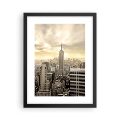 Poster în ramă neagră - New York țesut din gri - 30x40 cm