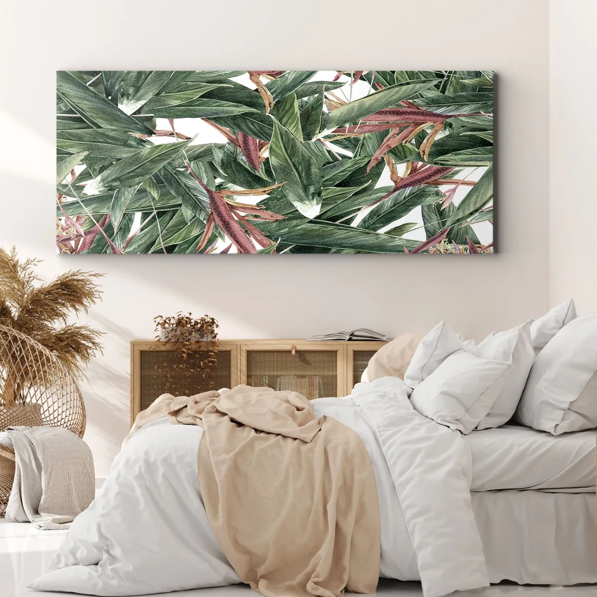 Tablou pe pânză - Tufișuri de smarald și liliac - 120x50 cm