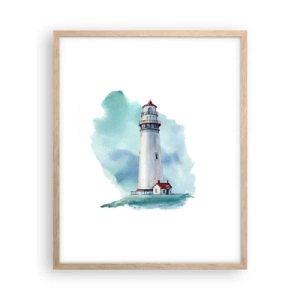 Poster în ramă de stejar deschis - Sora blândă a albastrului - 40x50 cm