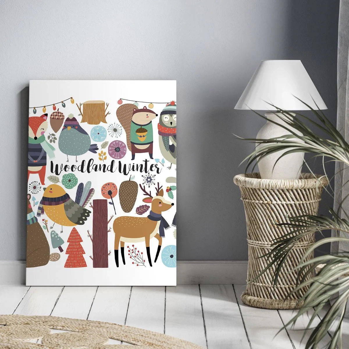 Tablou pe pânză - Un Crăciun de basm în pădure - 65x120 cm