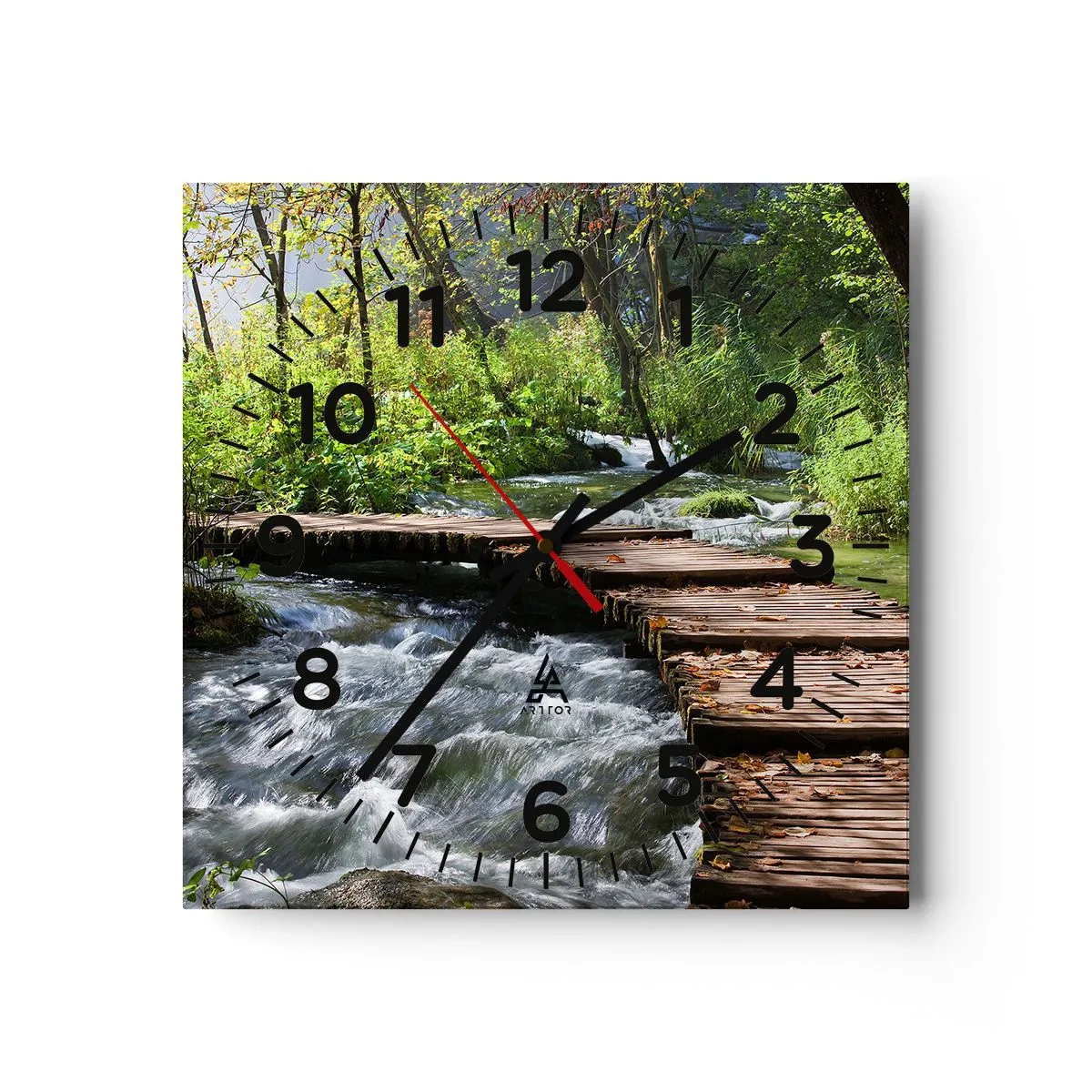 Ceas de perete - Ceas pe sticlă - Cascadă spumoasă - 30x30 cm