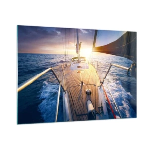 Tablou pe sticlă - Alergând pe valuri - 100x70 cm