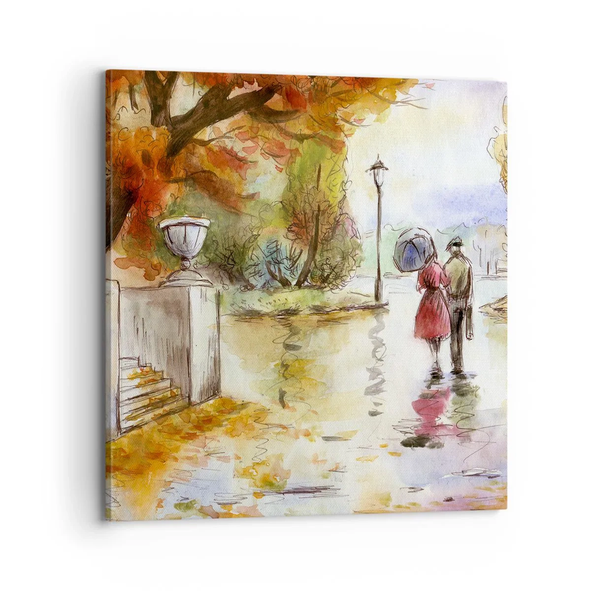 Tablou pe pânză - Toamnă romantică în parc - 70x70 cm
