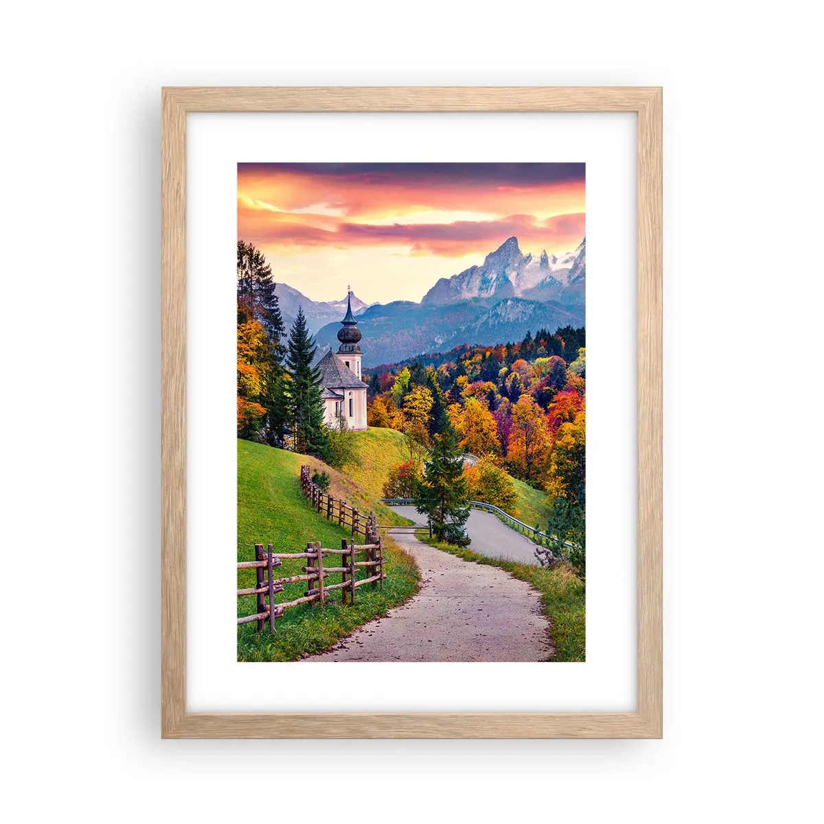 Poster în ramă de stejar deschis - Un peisaj ca o pictură - 30x40 cm
