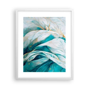 Poster în ramă albă - Abstractul albastru cu motiv auriu - 40x50 cm