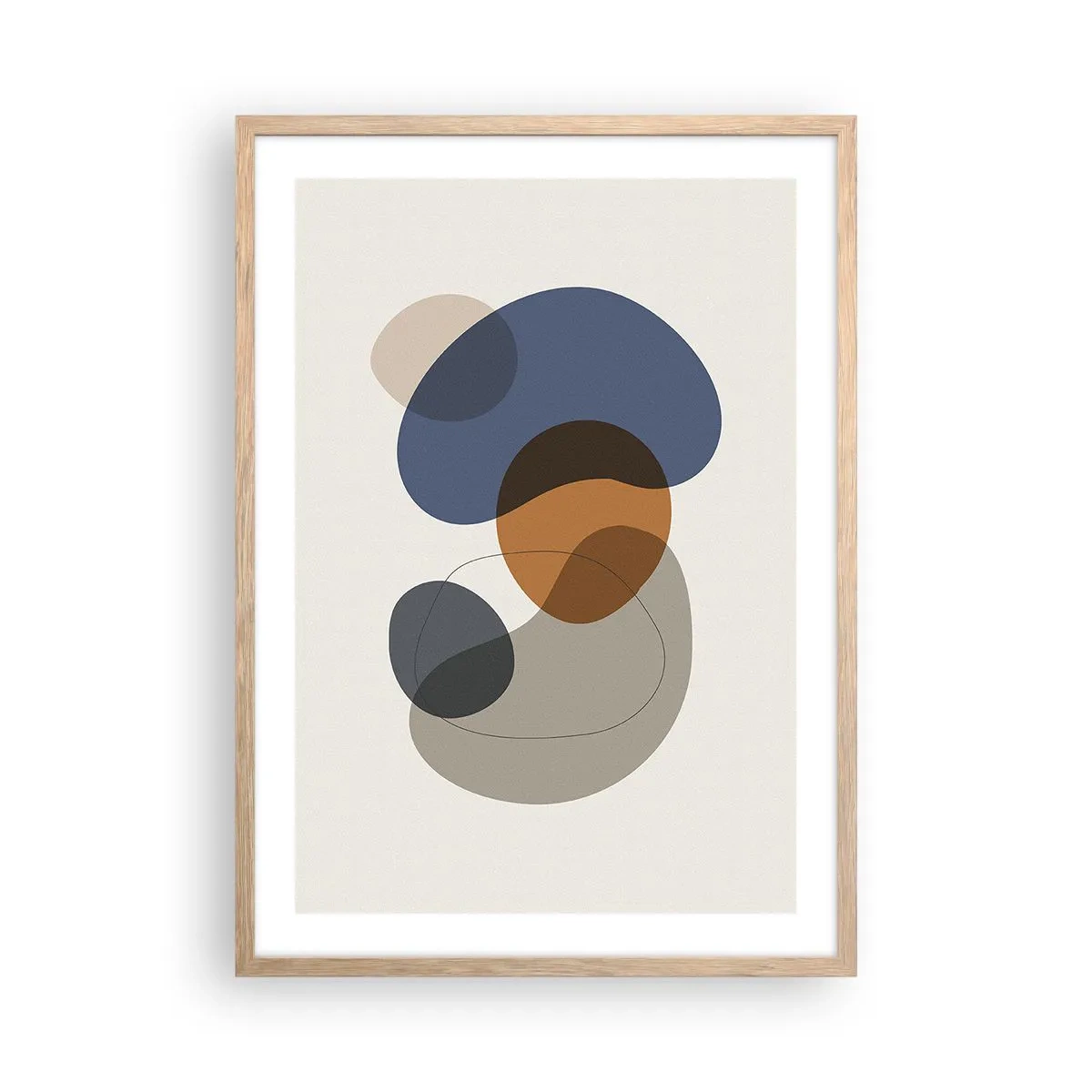 Poster în ramă de stejar deschis - Picături de culoare - 50x70 cm