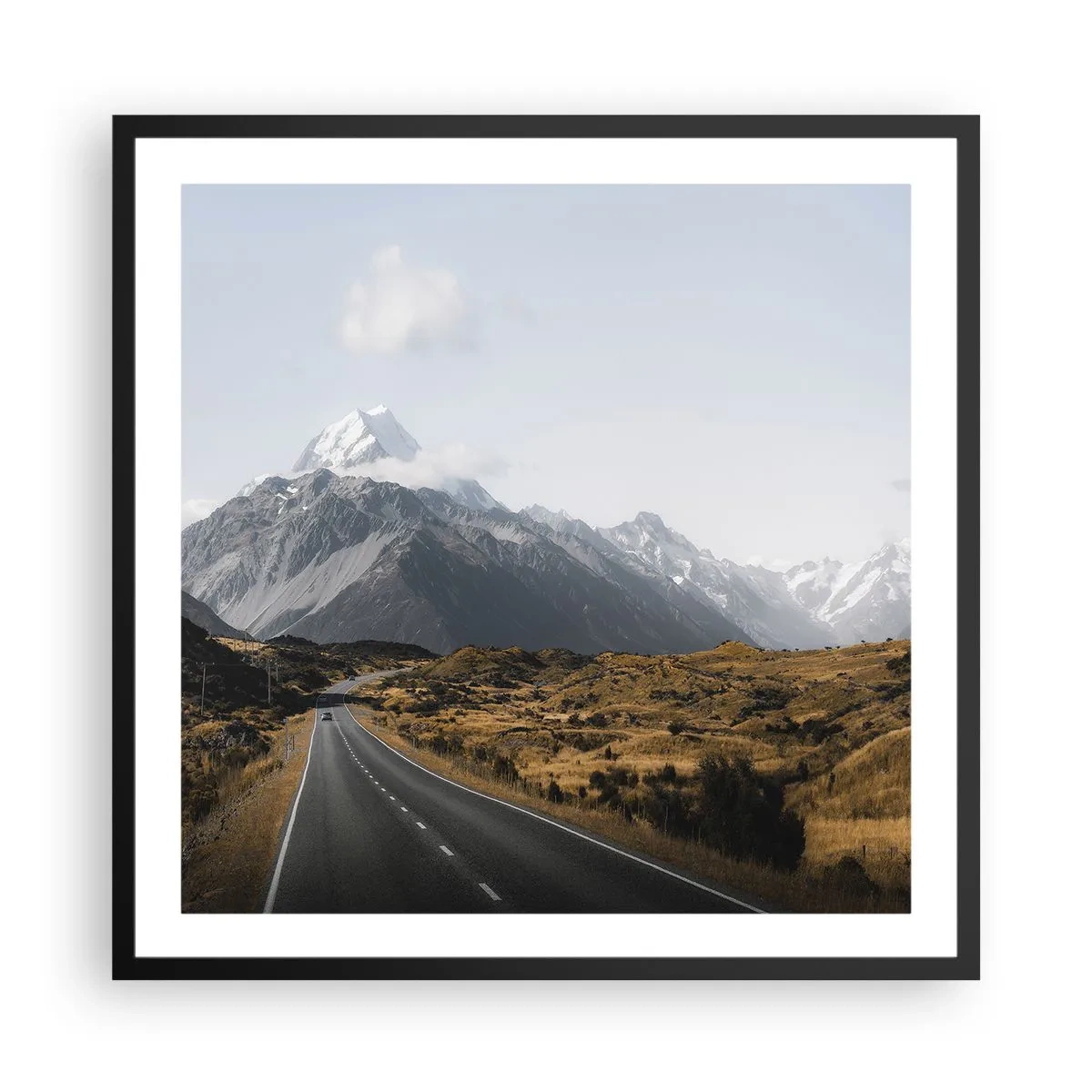 Poster în ramă neagră - Drumul spre inima munților - 60x60 cm