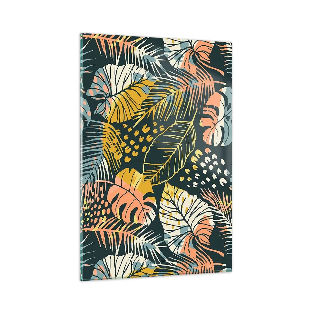 Tablou pe sticlă - Fantezie cu frunze - 80x120 cm