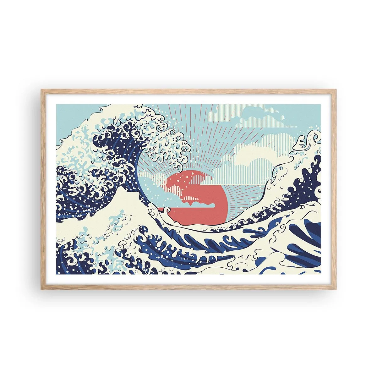 Poster în ramă de stejar deschis - Din inspirații japoneze - 91x61 cm