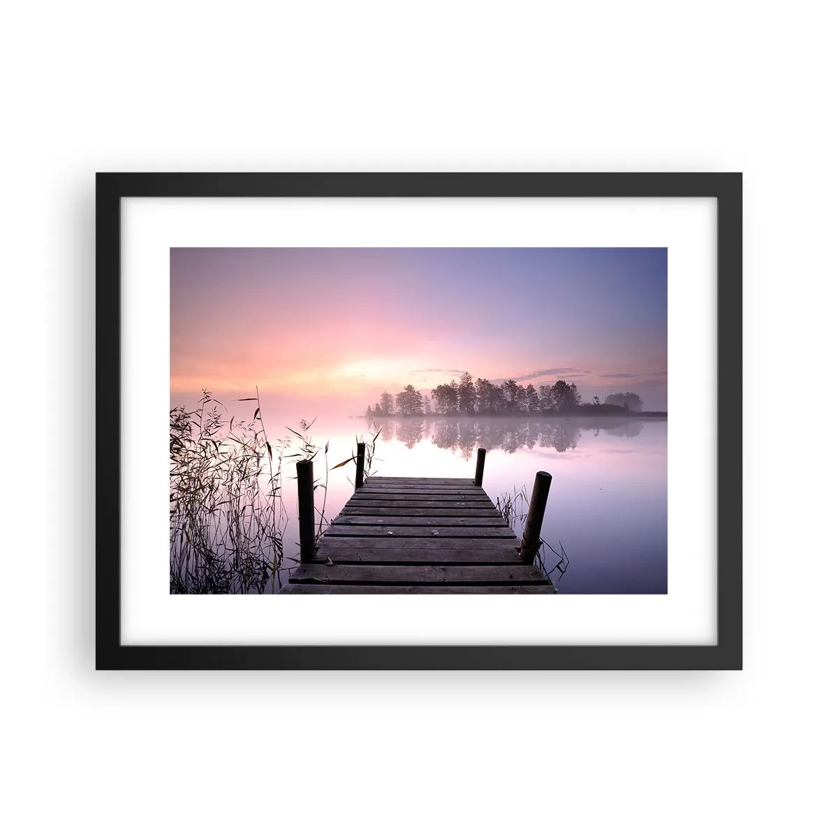 Poster în ramă neagră - Din ceața de liliac... - 40x30 cm