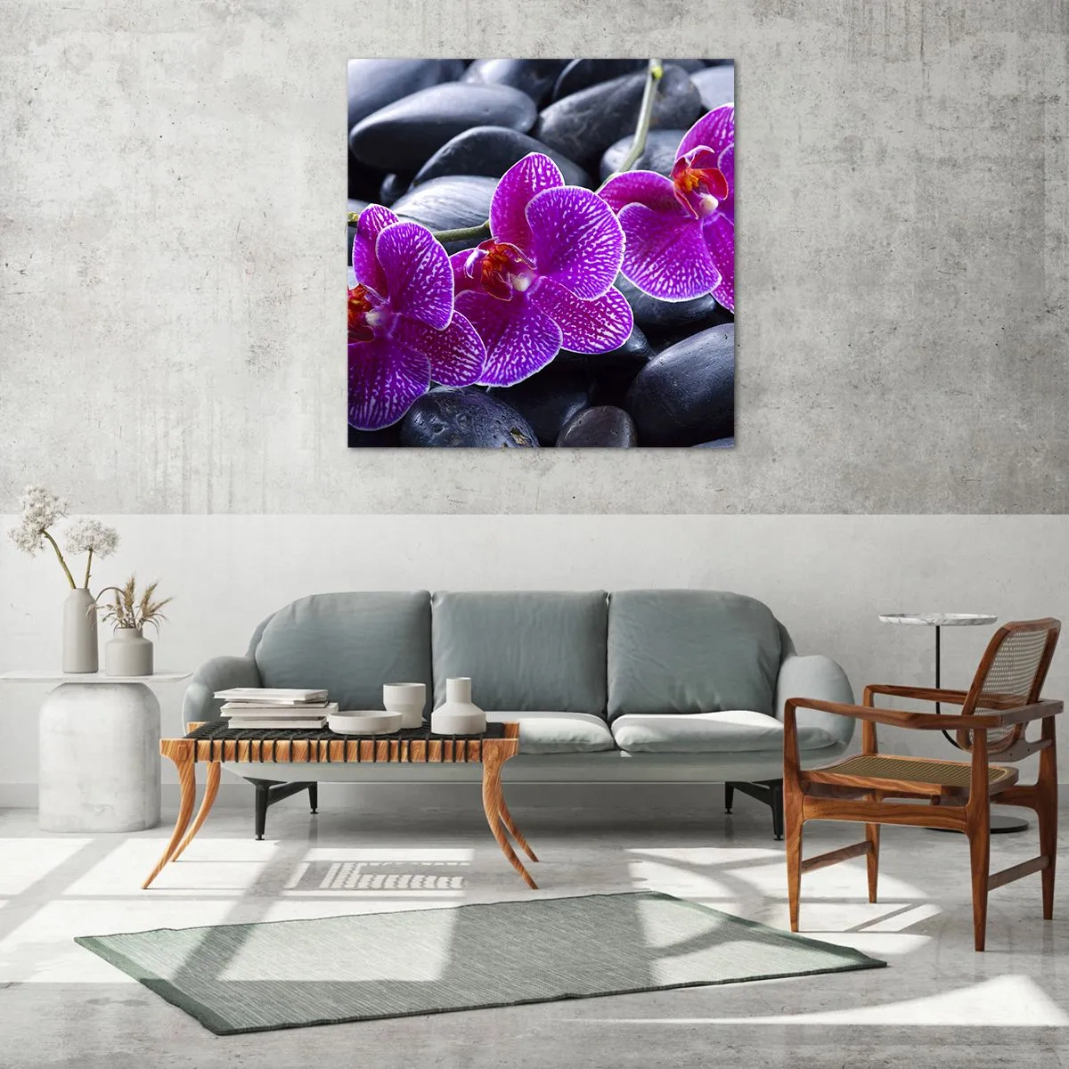 Tablou pe sticlă - Pietrele s-au luminat de încântare - 70x70 cm