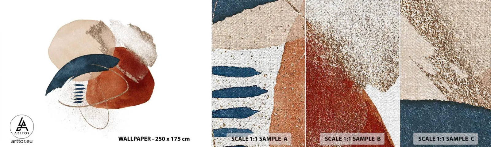 Mostră tapet Premium Canvas - Compoziție ovală - Abstracția, Bucată, Model modern - 100x30 cm