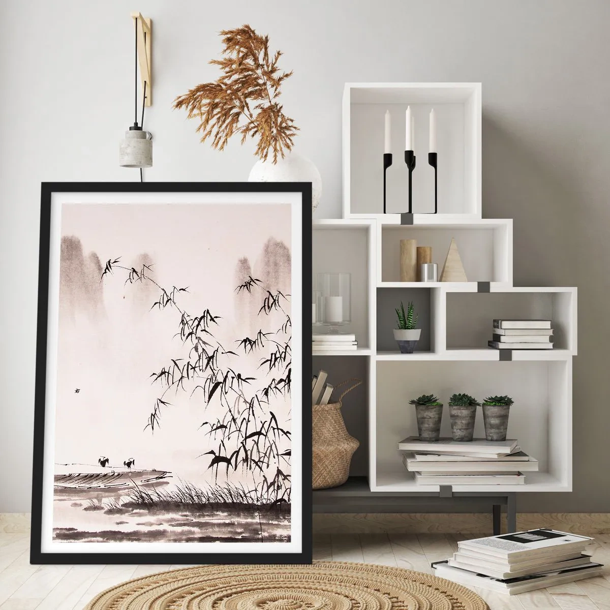 Poster în ramă neagră - Liniștea câmpurilor de orez - 40x50 cm