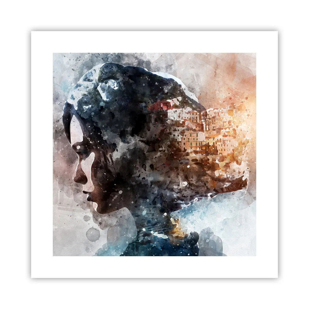 Poster - Povestea unei fete cu un oraș în fundal - 40x40 cm