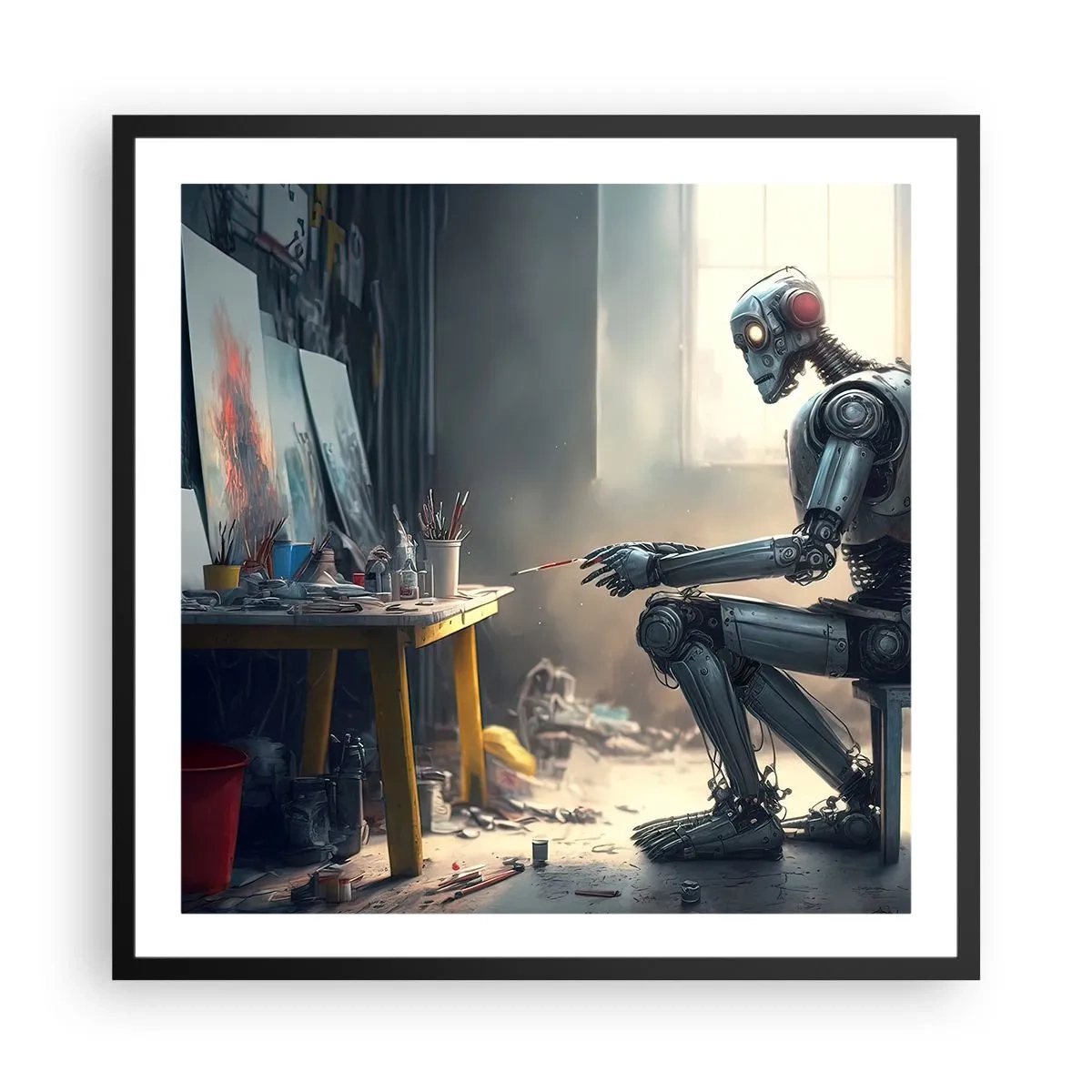 Poster în ramă neagră - Actul de creație - 60x60 cm