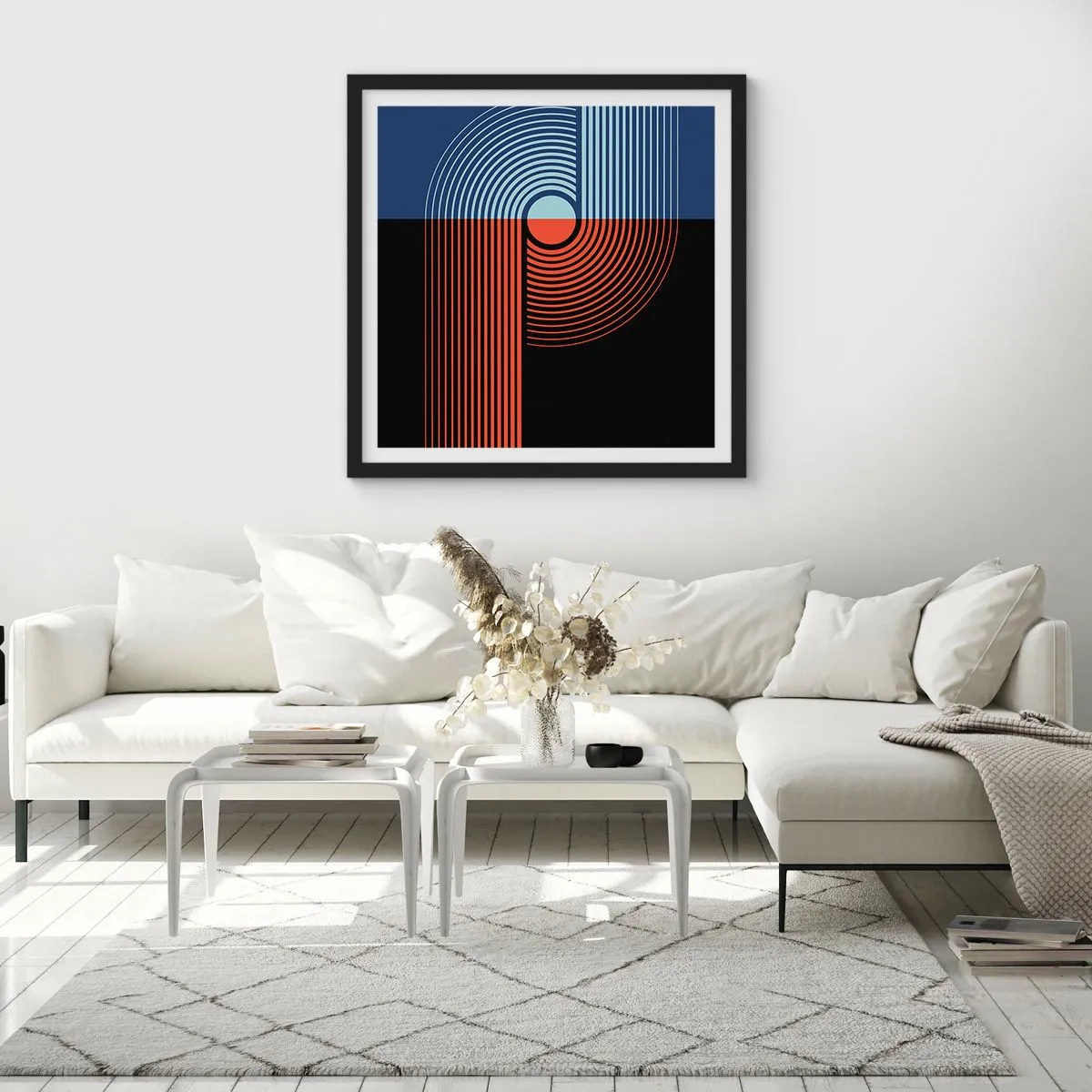 Poster în ramă neagră - Într-o îmbrăţişare geometrică - 30x30 cm