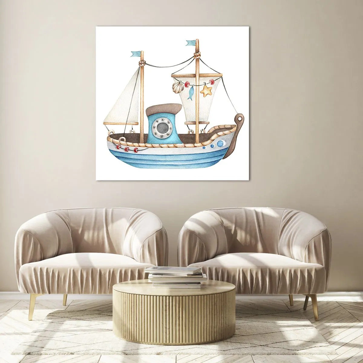 Tablou pe sticlă - Ahoy aventura! - 30x30 cm