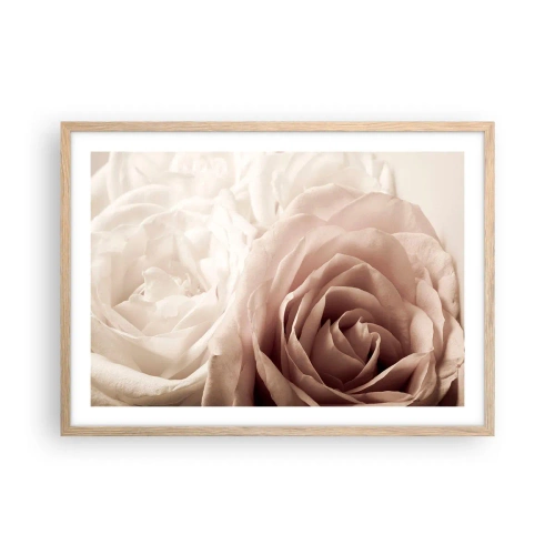 Poster în ramă de stejar deschis - În inima unui trandafir - 70x50 cm