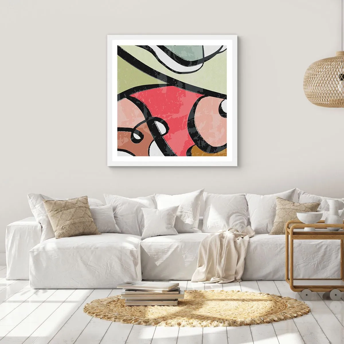 Poster în ramă albă - Piruetă printre culori - 50x50 cm