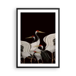 Poster în ramă neagră - Macarale elegante pe un fundal întunecat în stil oriental - 50x70cm - Problemele importante ale păsărilor - Decorațiune modernă pentru perete pentru living și dormitor ARTTOR