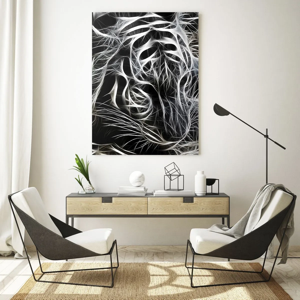 Tablou pe sticlă - Un studiu al lejerității felinelor - 50x70 cm