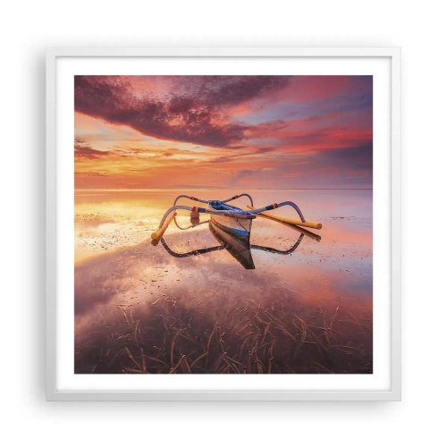 Poster în ramă albă - Liniștea unei seri tropicale - 60x60 cm