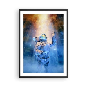 Poster în ramă neagră - Astronautul în lumina stelelor și galaxiilor din spațiu - 50x70cm - În cele din urmă am ajuns - Decorațiune modernă pentru perete pentru living și dormitor ARTTOR