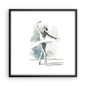 Poster în ramă neagră - Fermecată într-o lebădă - 50x50 cm