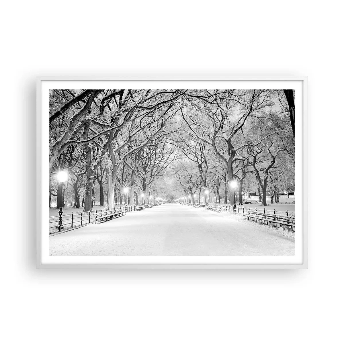 Poster în ramă albă - Cele patru anotimpuri – iarna - 100x70 cm