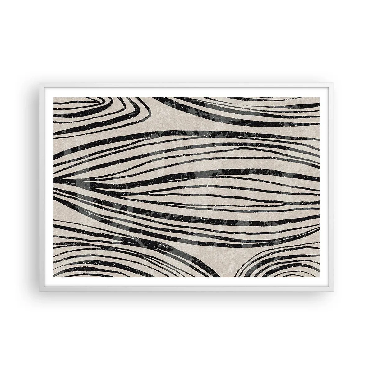 Poster în ramă albă - Deversare de linii - 100x70 cm
