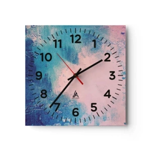 Ceas de perete - Ceas pe sticlă - Îmbrățișare albastră - 40x40 cm