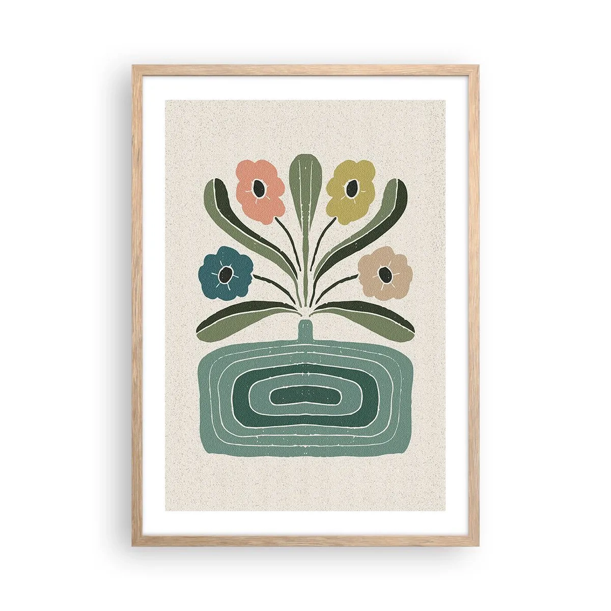 Poster în ramă de stejar deschis - Buchet simetric - 50x70 cm