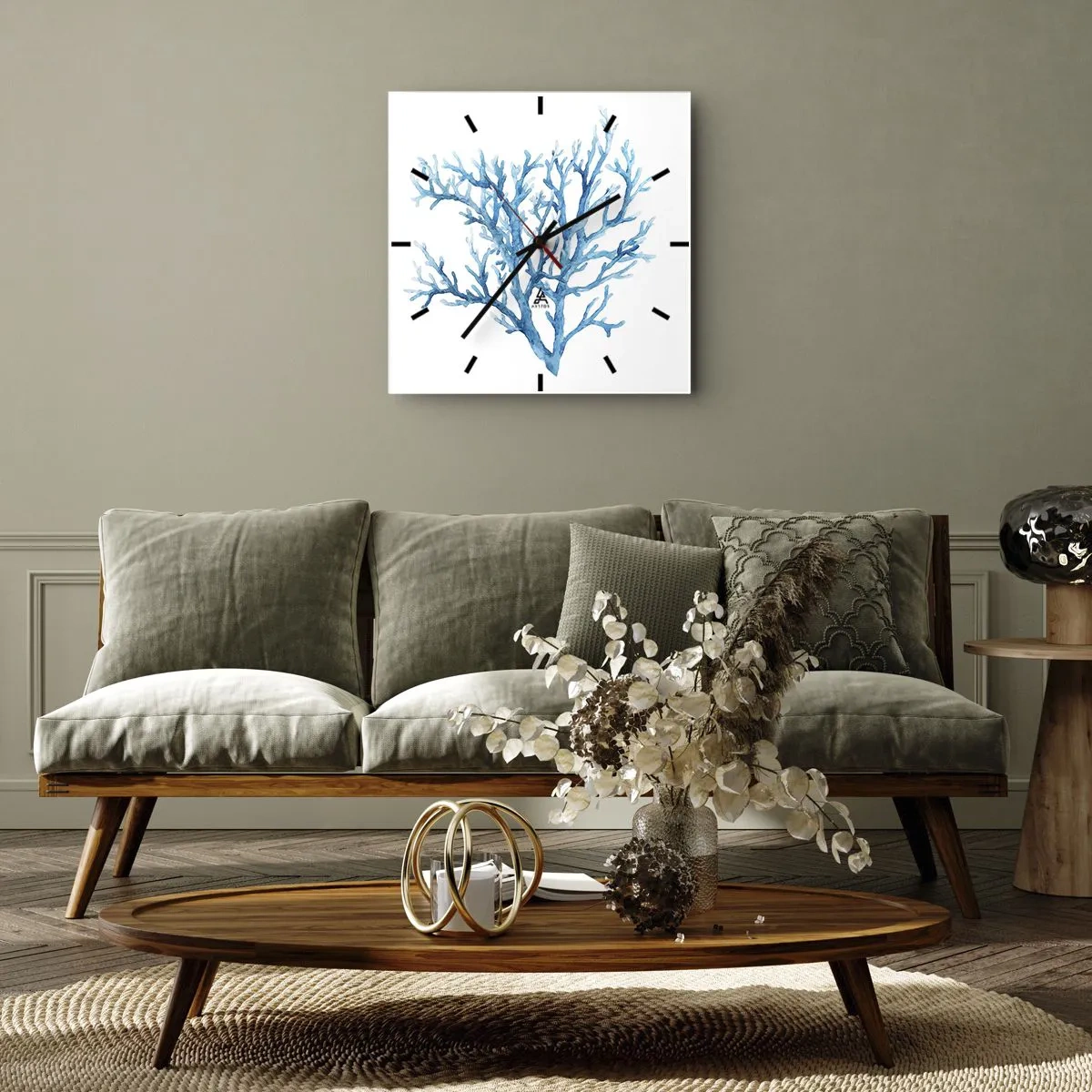 Ceas de perete - Ceas pe sticlă - Filigranul marin - 30x30 cm