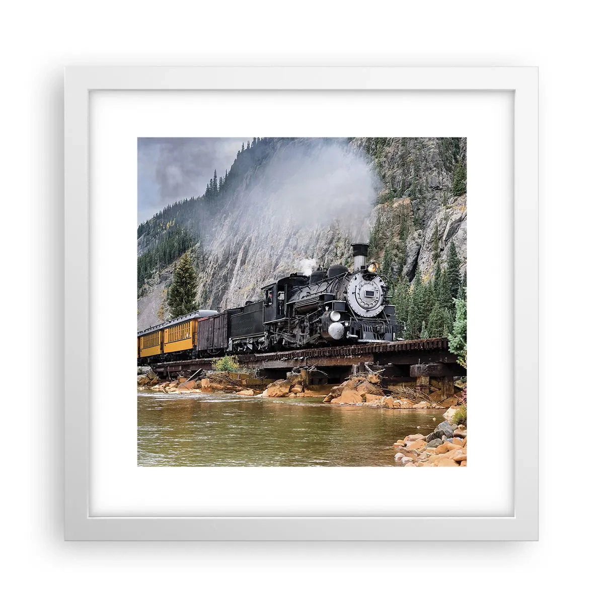 Poster în ramă albă - Și încotro? Unde? - 30x30 cm