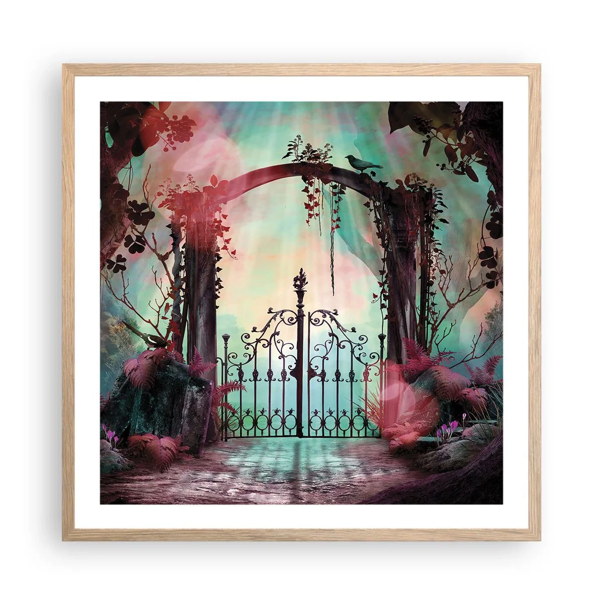 Poster în ramă de stejar deschis - Grădina secretă - 60x60 cm