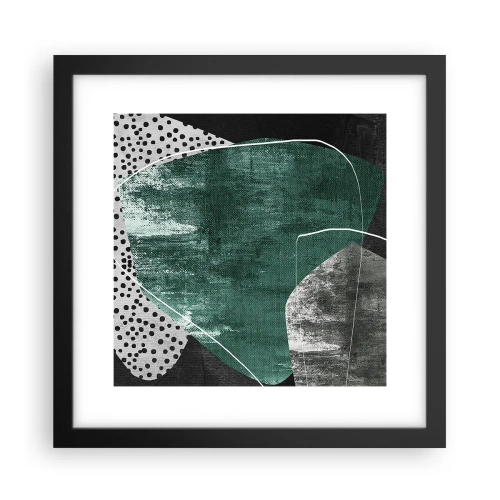 Poster în ramă neagră - Abstracție colorată cu fulgi de aur - 30x30 cm