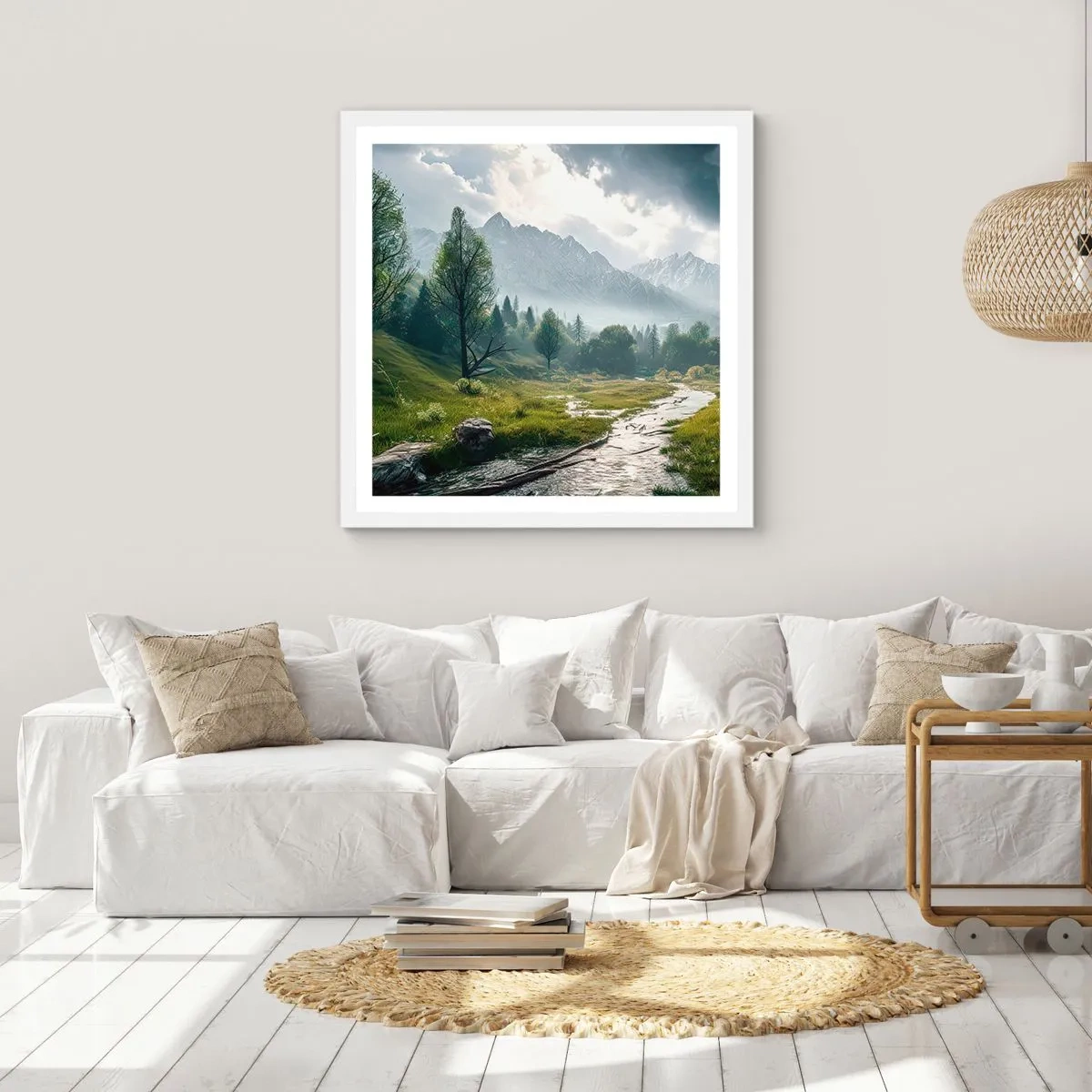 Poster în ramă albă - Până acolo și înapoi - 60x60 cm