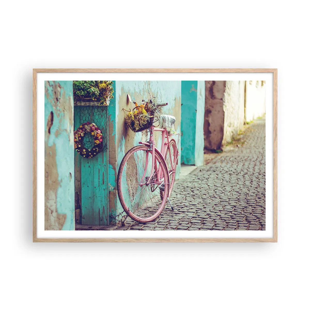 Poster în ramă de stejar deschis - Mă întorc imediat - 100x70 cm