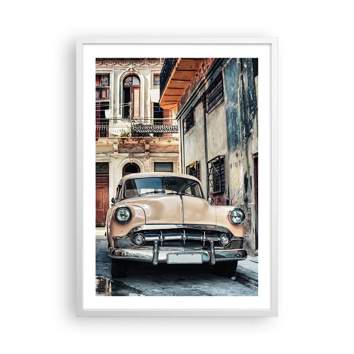 Poster în ramă albă - O siestă în Havana - 50x70 cm