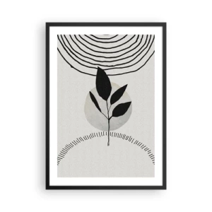 Poster în ramă neagră - Ilustrație minimalistă a frunzelor cu modele geometrice - 50x70cm - Compoziție: ritualurile naturii - Decorațiune modernă pentru perete pentru living și dormitor ARTTOR