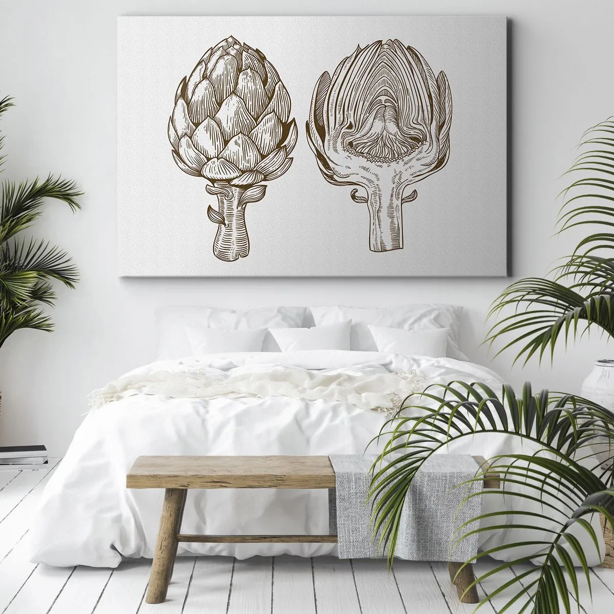 Tablou pe pânză Canvas - Desen artistic vintage al unei anghinare - 70x50cm - Lecție de anatomie - Decorațiune modernă pentru perete pentru living și dormitor ARTTOR